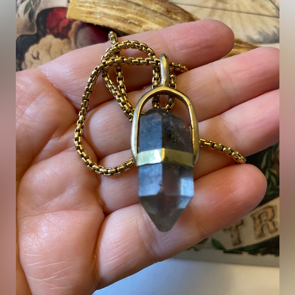 Raw Quartz Encased in Bronze Pendant - Picture 5 of 9
